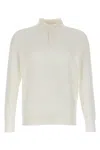 Brunello Cucinelli Ribbed Long Sleeve Polo Shirt In White