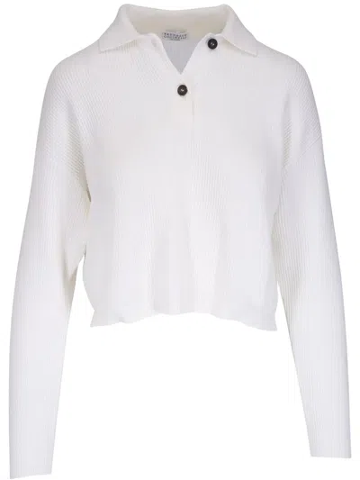 Brunello Cucinelli Geripptes Poloshirt In Nude