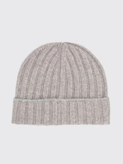 Brunello Cucinelli Ribbed Pure Cashmere Beanie With Cuff In Gray