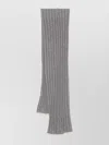 Brunello Cucinelli Ribbed Rectangular Wallet Scarf With Contrasting Edge In Gray