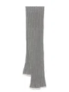 Brunello Cucinelli Ribbed Rectangular Wallet Scarf With Contrasting Edge In Grey