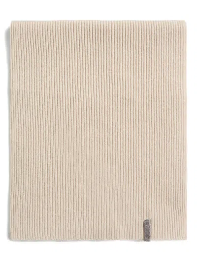 Brunello Cucinelli Kids' Ribbed Scarf In Neutral