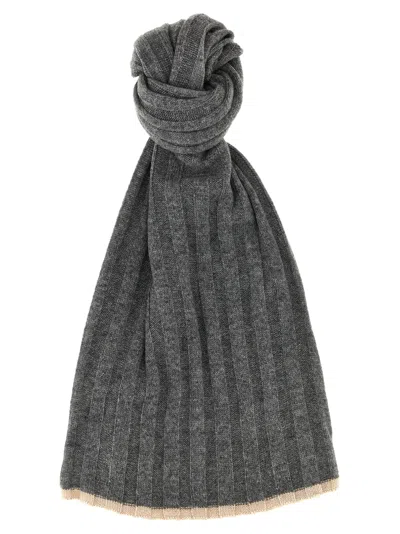 Brunello Cucinelli Ribbed Scarf Scarves And Foulards Gray