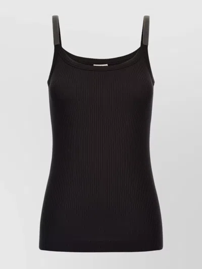 BRUNELLO CUCINELLI RIBBED SCOOP NECK SLEEVELESS TOP DESIGN