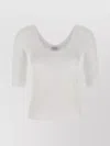 Brunello Cucinelli White U-neck T-shirt With Back Monil Detail In Cotton Woman In White
