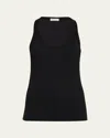 Brunello Cucinelli Ribbed Scoop-neck Tank Top In Black