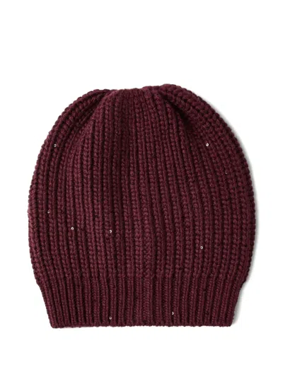 Brunello Cucinelli Cashmere And Silk Beanie In Purple