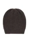 Brunello Cucinelli Ribbed Sequin-embellished Beannie Hat In Brown