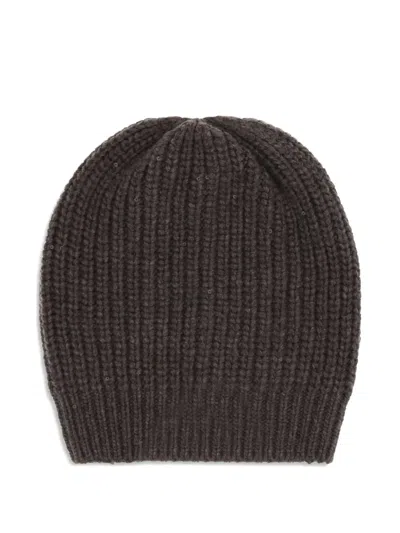 Brunello Cucinelli Ribbed Sequin-embellished Beannie Hat In Brown