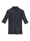 Brunello Cucinelli Geripptes Oberteil Mit Pailletten In Black