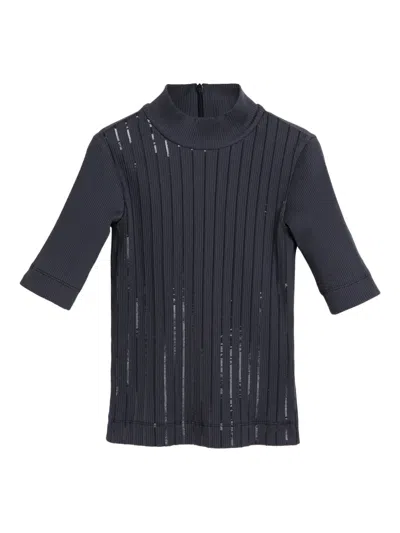 Brunello Cucinelli Geripptes Oberteil Mit Pailletten In Black