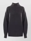Brunello Cucinelli Ribbed Mock Neck Sweater With Subtle Sparkling Accents In Gray