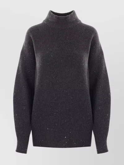 BRUNELLO CUCINELLI RIBBED SEQUIN TURTLENECK KNIT
