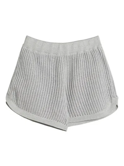Brunello Cucinelli Kids' Ribbed Shorts In Grey