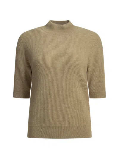 Brunello Cucinelli Cashmere Turtleneck Sweater Mock Neck In Brown