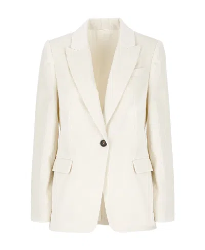 Brunello Cucinelli Ribbed Single-breasted Blazer In White