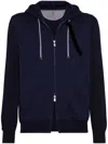 Brunello Cucinelli Cotton-cashmere-silk-blend Hoodie In Blue