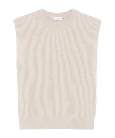Brunello Cucinelli Ribbed Sleeveless Sweater In Multi