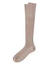 Brunello Cucinelli Virgin Wool And Cashmere Rib-knit Socks In Brown