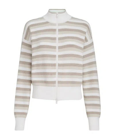 Brunello Cucinelli Ribbed Striped Cardigan In Multi