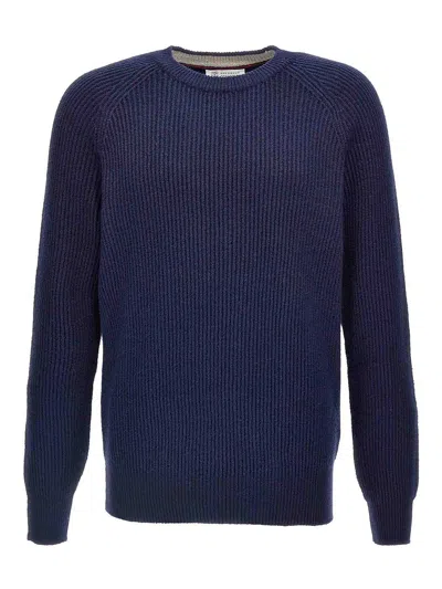 BRUNELLO CUCINELLI SUÉTER CUELLO REDONDO - AZUL