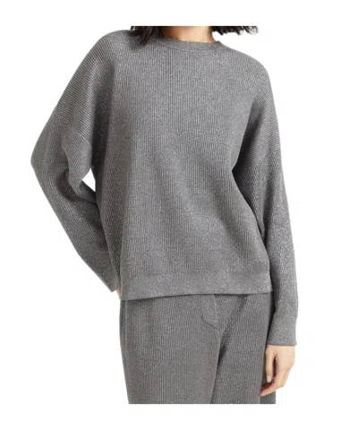 Brunello Cucinelli Ribbed Sweater In Gray