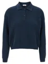 Brunello Cucinelli Ribbed-knit Cotton Polo Shirt In Blue