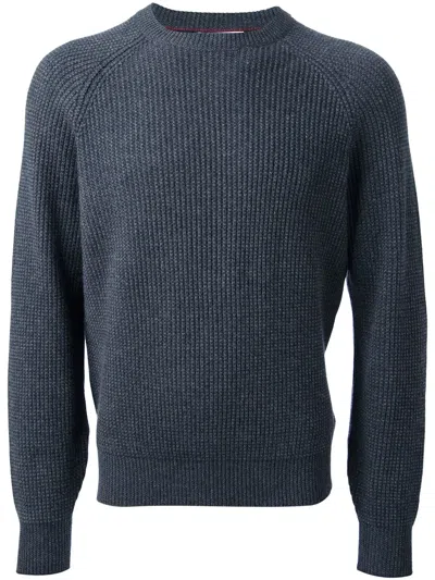 Brunello Cucinelli Ribbed Sweater In Blue