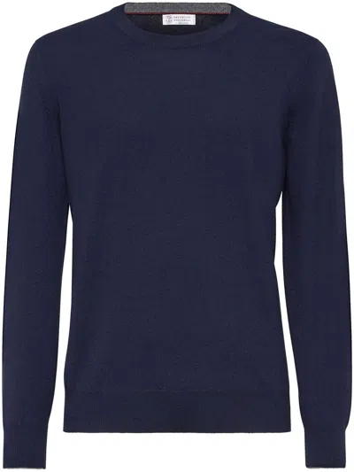 Brunello Cucinelli Ribbed Sweater In Blue