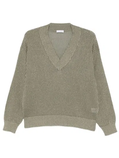 Brunello Cucinelli Ribbed Sweater In Gray