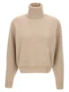 Brunello Cucinelli Turtleneck Sweater In Virgin Wool, Cashmere And Silk Rib