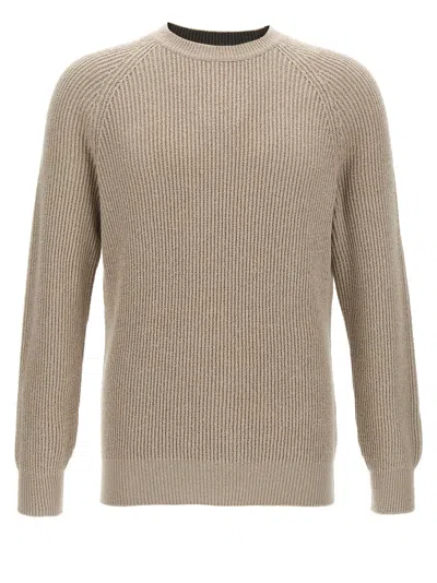 Brunello Cucinelli Ribbed Sweater Sweaters And Cardigans In Cream