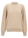 Brunello Cucinelli Beige Ribbed Sweater