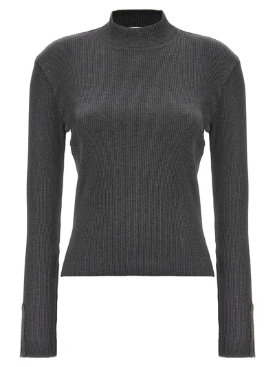 Brunello Cucinelli Half Zip Ribbed Sweater Sweater, Cardigans Gray