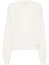 Brunello Cucinelli Alpaca-cotton V-neck Sweater In White