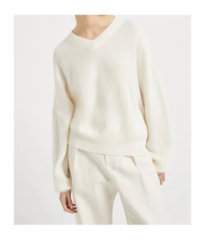 Brunello Cucinelli Ribbed Sweater In White