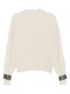 Brunello Cucinelli Ribbed Sweater With Jeweled Cuffs Clothing In Multi