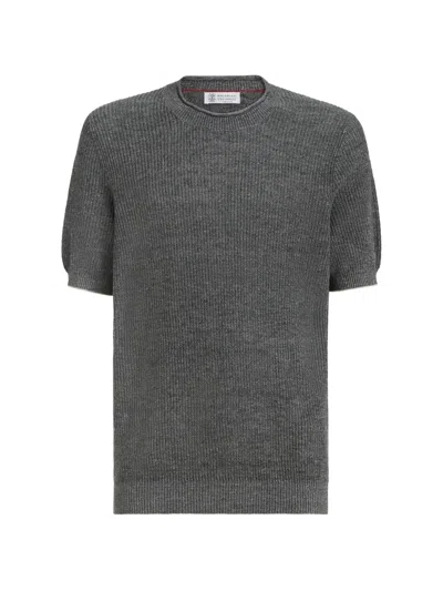Brunello Cucinelli Ribbed T-shirt In Black