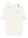 Brunello Cucinelli Ribbed T-shirt In Neutrals