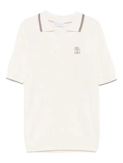 Brunello Cucinelli Kids' Ribbed T-shirt In Neutrals