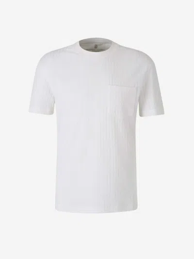 Brunello Cucinelli Ribbed T-shirt Pocket In White