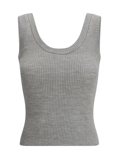 Brunello Cucinelli Ribbed Tank Top In Gray