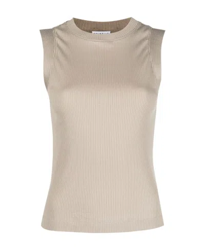 Brunello Cucinelli Ribbed Tank Top In Neutral