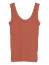 Brunello Cucinelli Cotton Tank Scoop Neck Ribbed Contrast In Orange