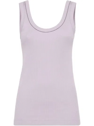 Brunello Cucinelli Ribbed Tank Top In Purple