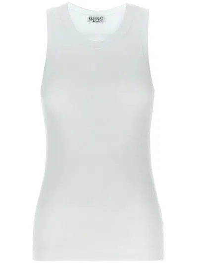 Brunello Cucinelli Ribbed Tank Top In White