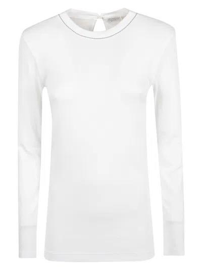 Brunello Cucinelli Ribbed Texture Crew Neck T-shirt In White