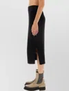 Brunello Cucinelli Ribbed Texture Elastic Waistband Midi Skirt Side Slit