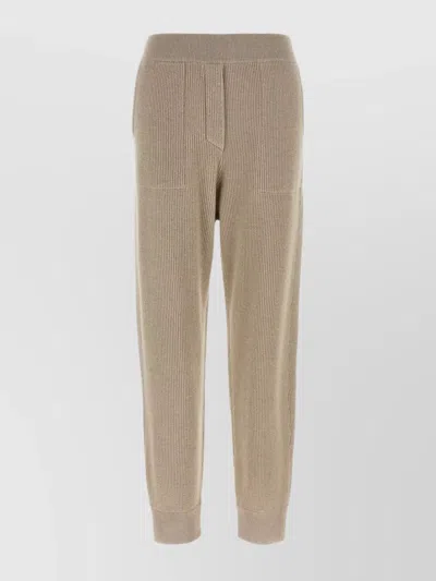 BRUNELLO CUCINELLI RIBBED TEXTURE ELASTIC WAISTBAND TROUSERS