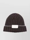 Brunello Cucinelli Ribbed-knit Logo-patch Beanie Hat In Brown